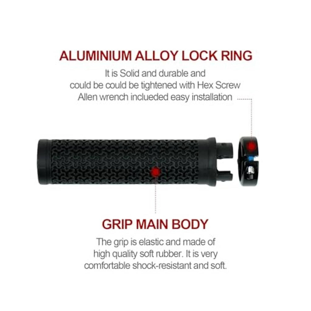 Black textured grip with aluminum alloy lock ring and mounting hardware