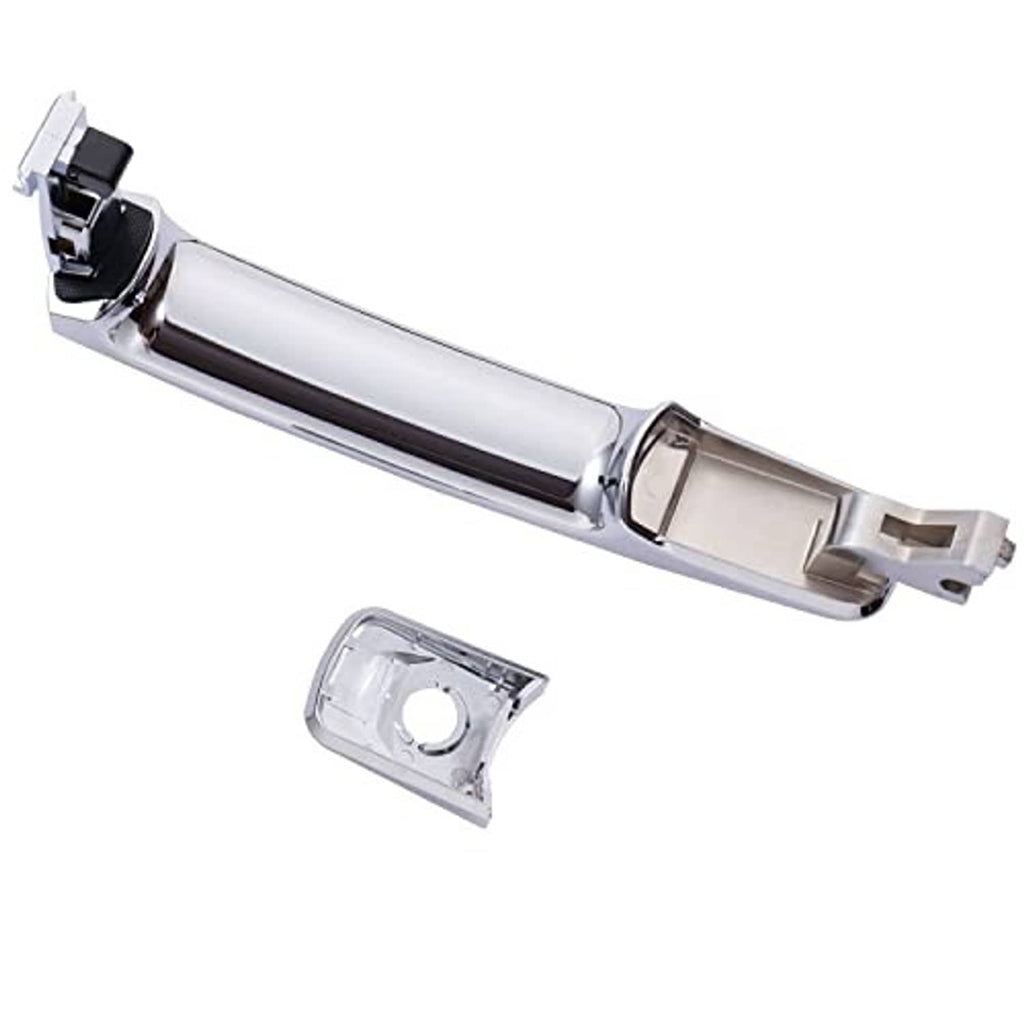 Chrome exterior door handle assembly with clear bezel and mounting clips