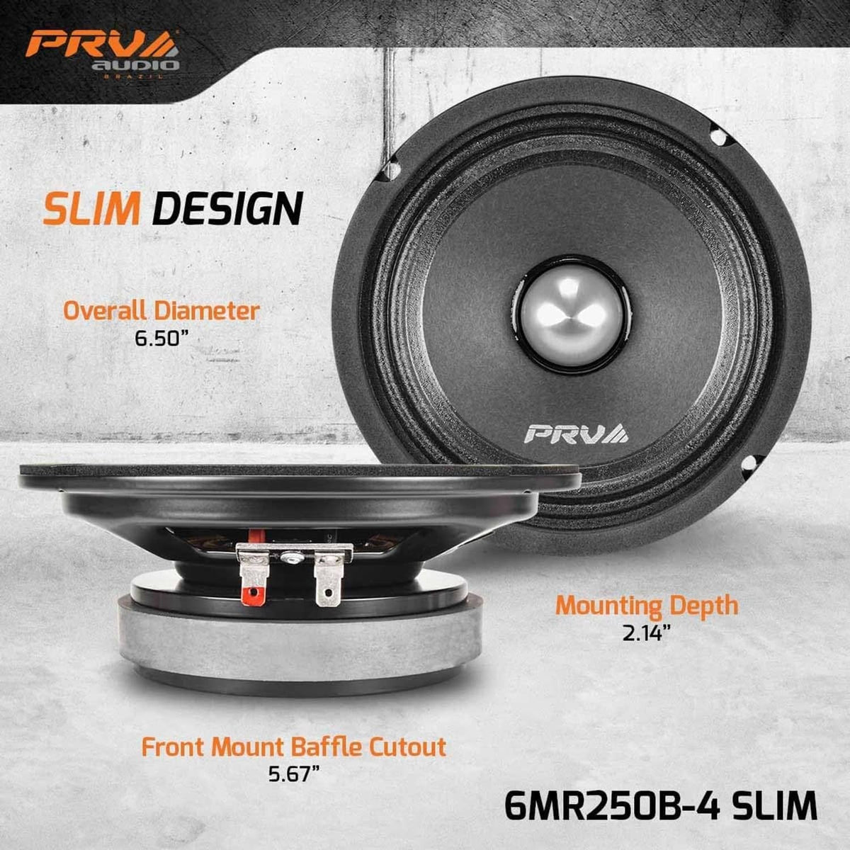 Black speaker driver with centered dome tweeter and labeled slim design