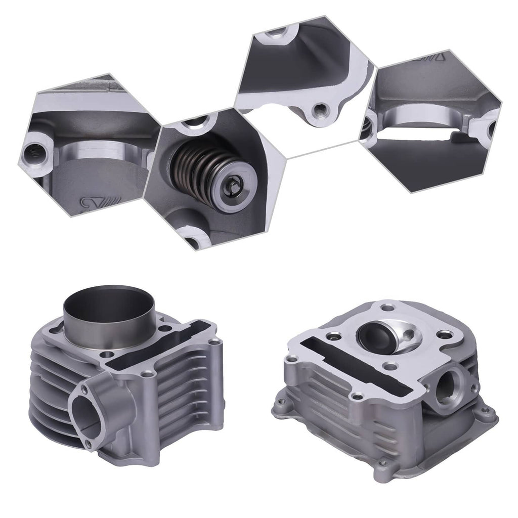 Big bore cylinder kit cylinder block shown from different views with visible bore opening