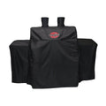 Black gas grill cover with Char-Griller logo and two upright handles.