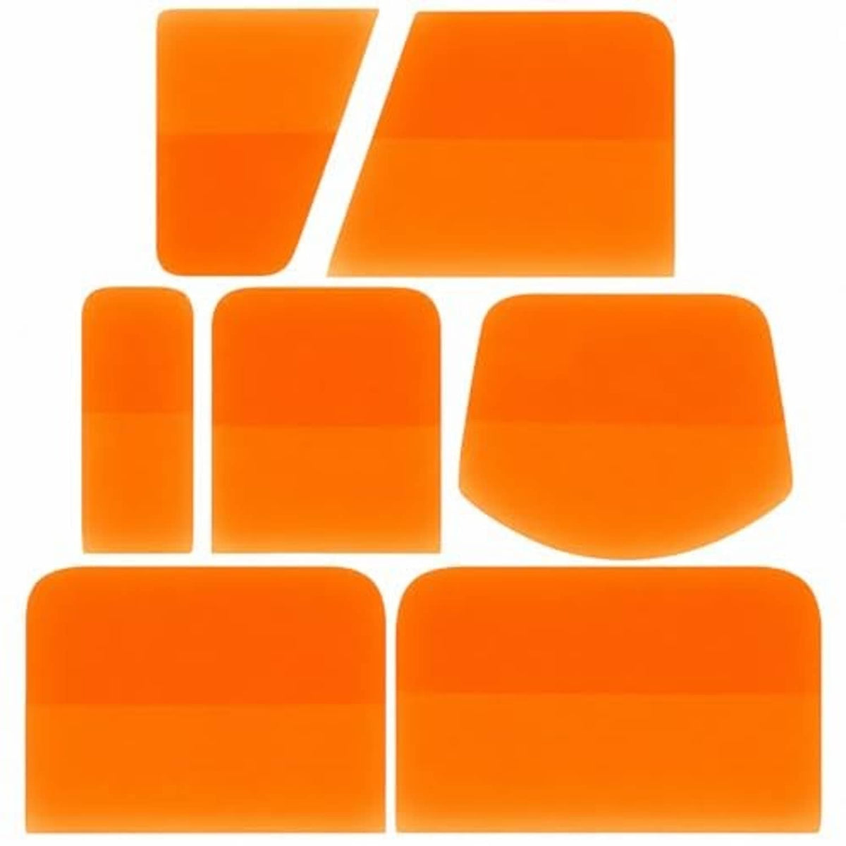 Orange soft TPU squeegee pads set, assorted rectangular and curved edges