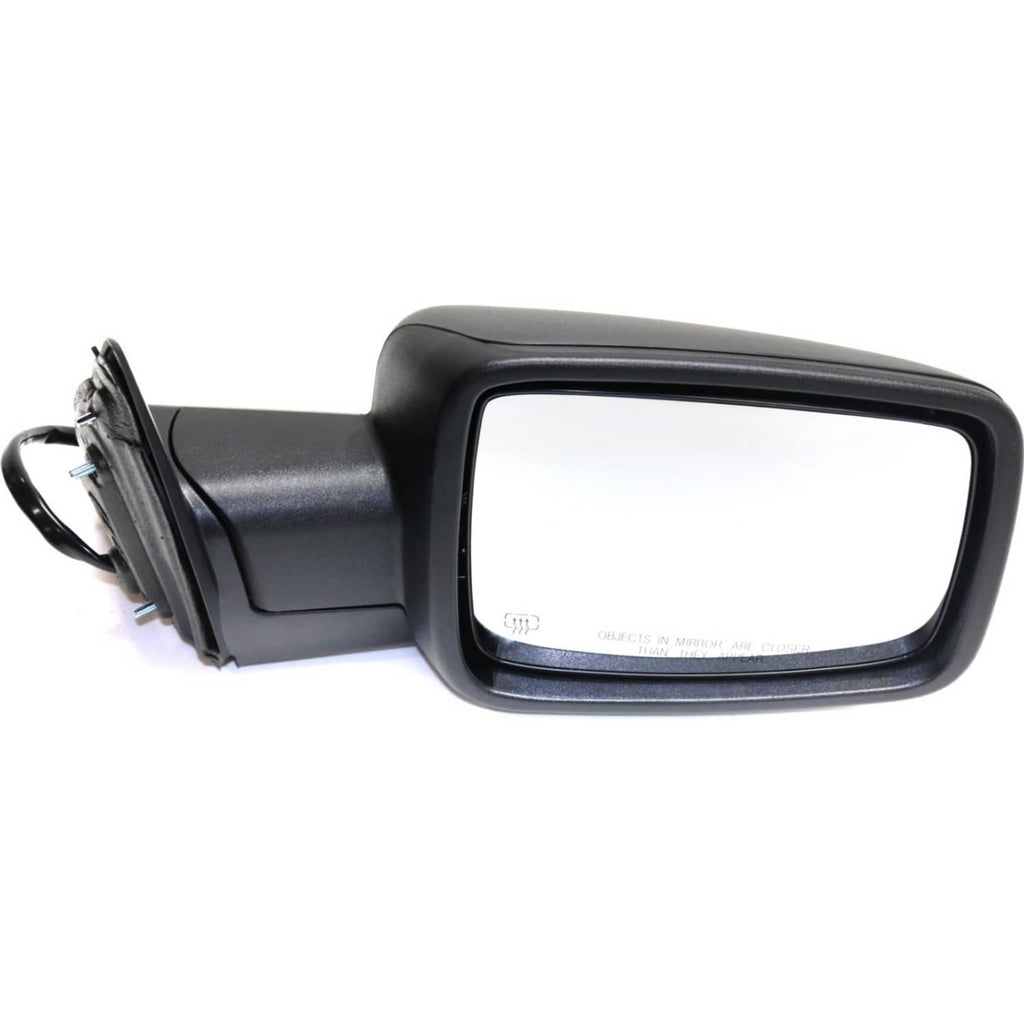 Black driver side door mirror assembly with clear glass and folding mount