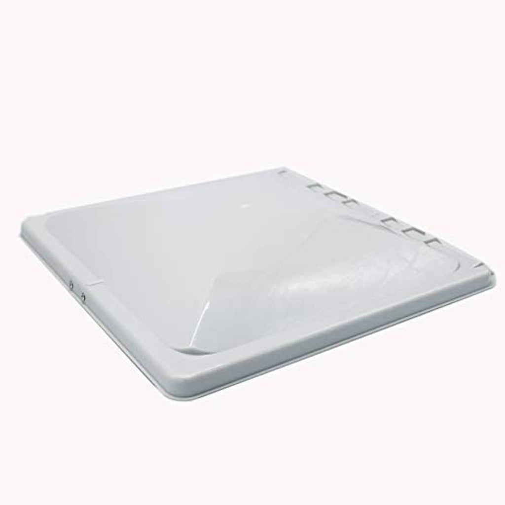 White roof vent lid with rounded corners and raised sealing lip