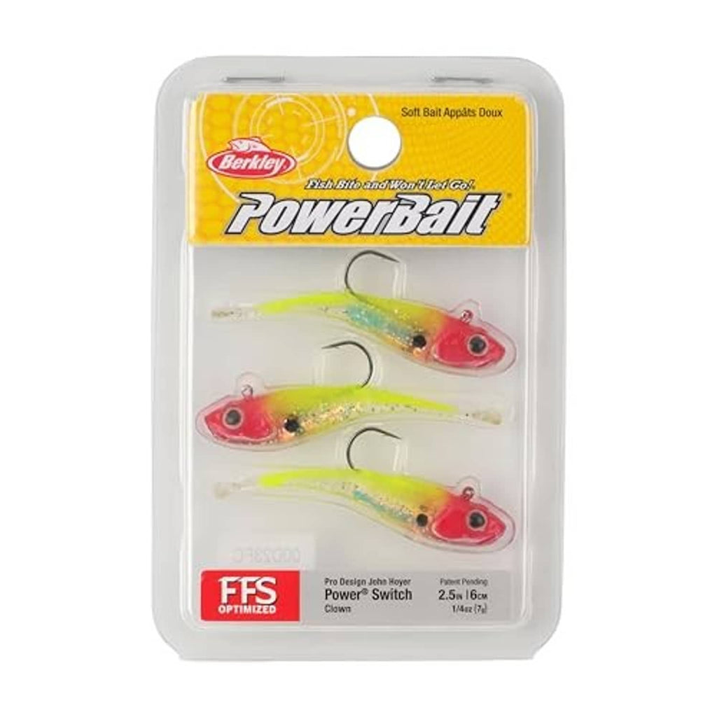 Berkley Powerbait blister pack of three 2.5 in soft plastic lures, clown