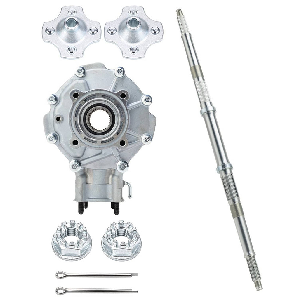 Rear differential kit with two wheel hubs, axle shaft, and wheel nut fasteners