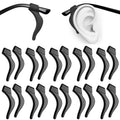 Set of black silicone eyeglass ear grips, curved non-slip hook shapes