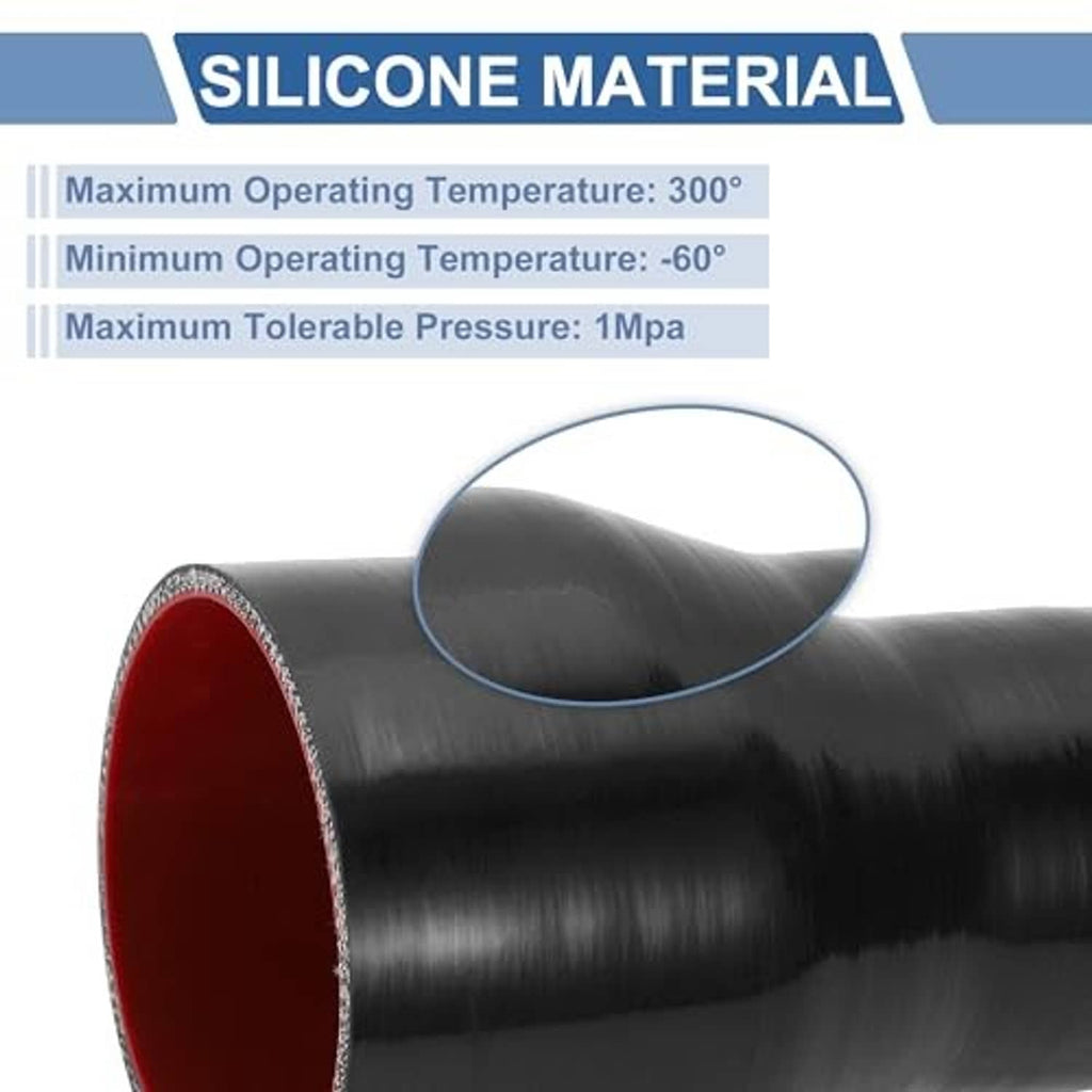 Close-up of black silicone hose reducer edge with red inner rim and smooth surface