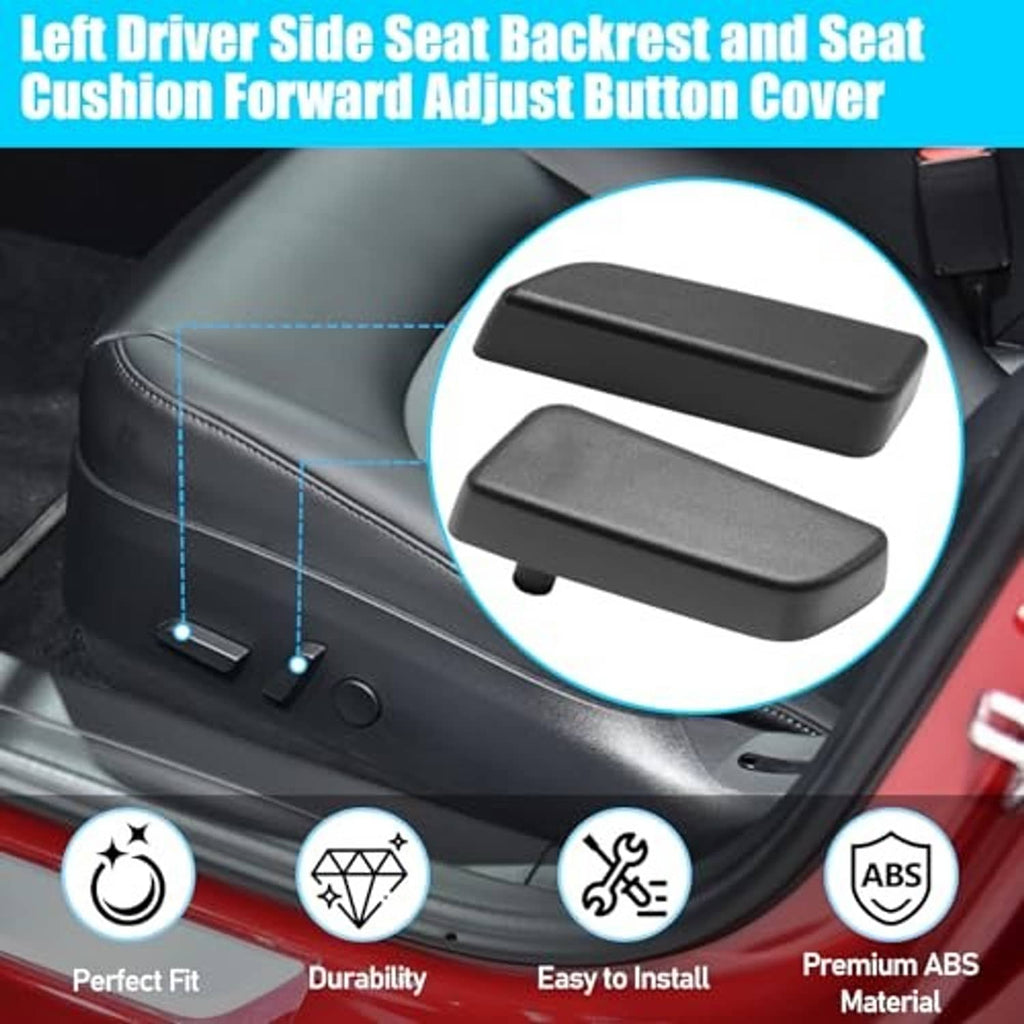 Left driver side seat backrest and cushion adjust button cover set, black