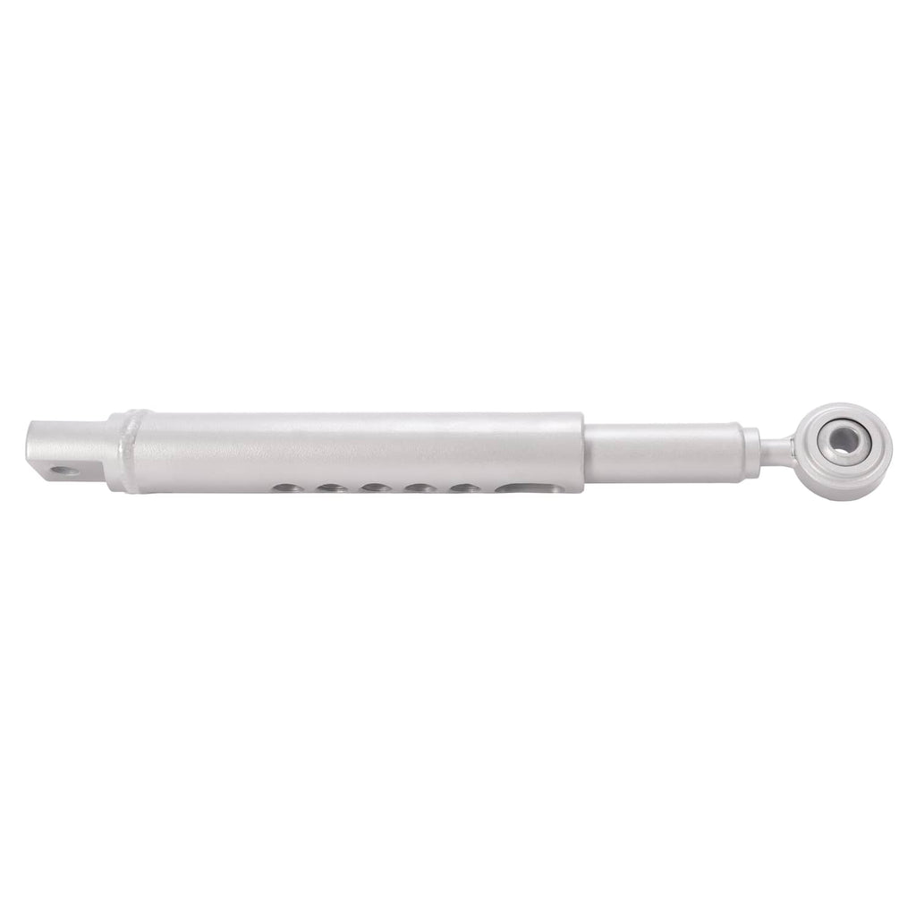 3-point lift hitch stabilizer bar with long white sleeves and end pivot bushing, silver