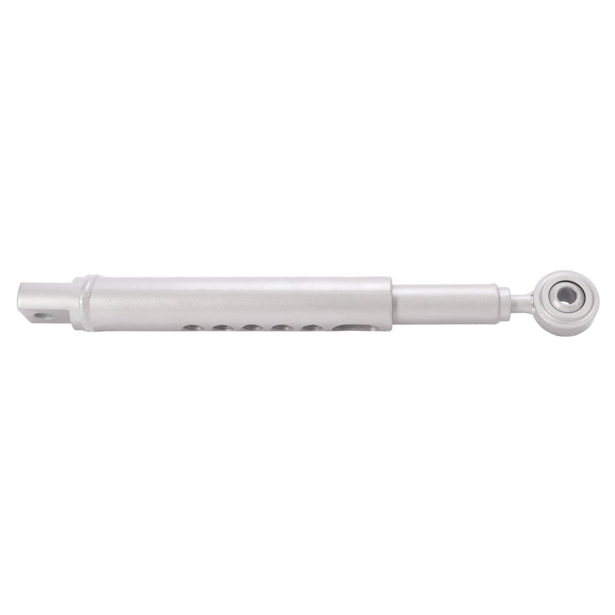 3-point lift hitch stabilizer bar with long white sleeves and end pivot bushing, silver