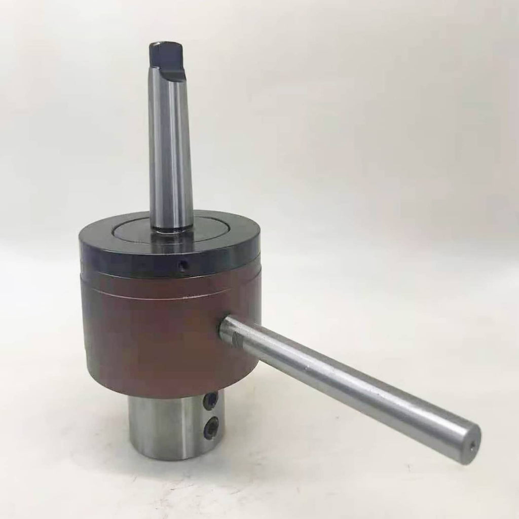Silver Morse taper drill sleeve adapter on cylindrical base with black top