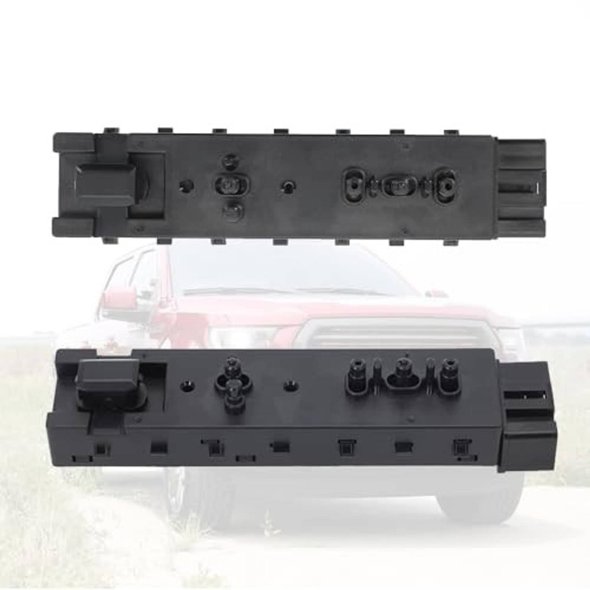 Electric seat control module housing, dark gray ABS plastic with side ports