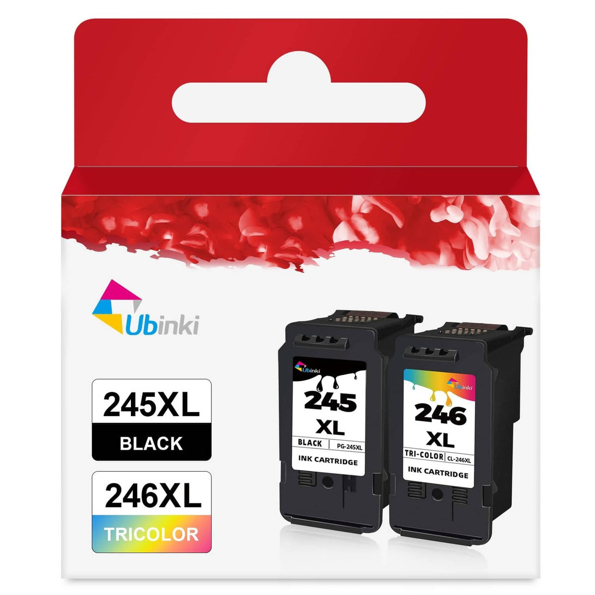 Ink cartridge replacement set in box with 245XL black and 246XL tri-color