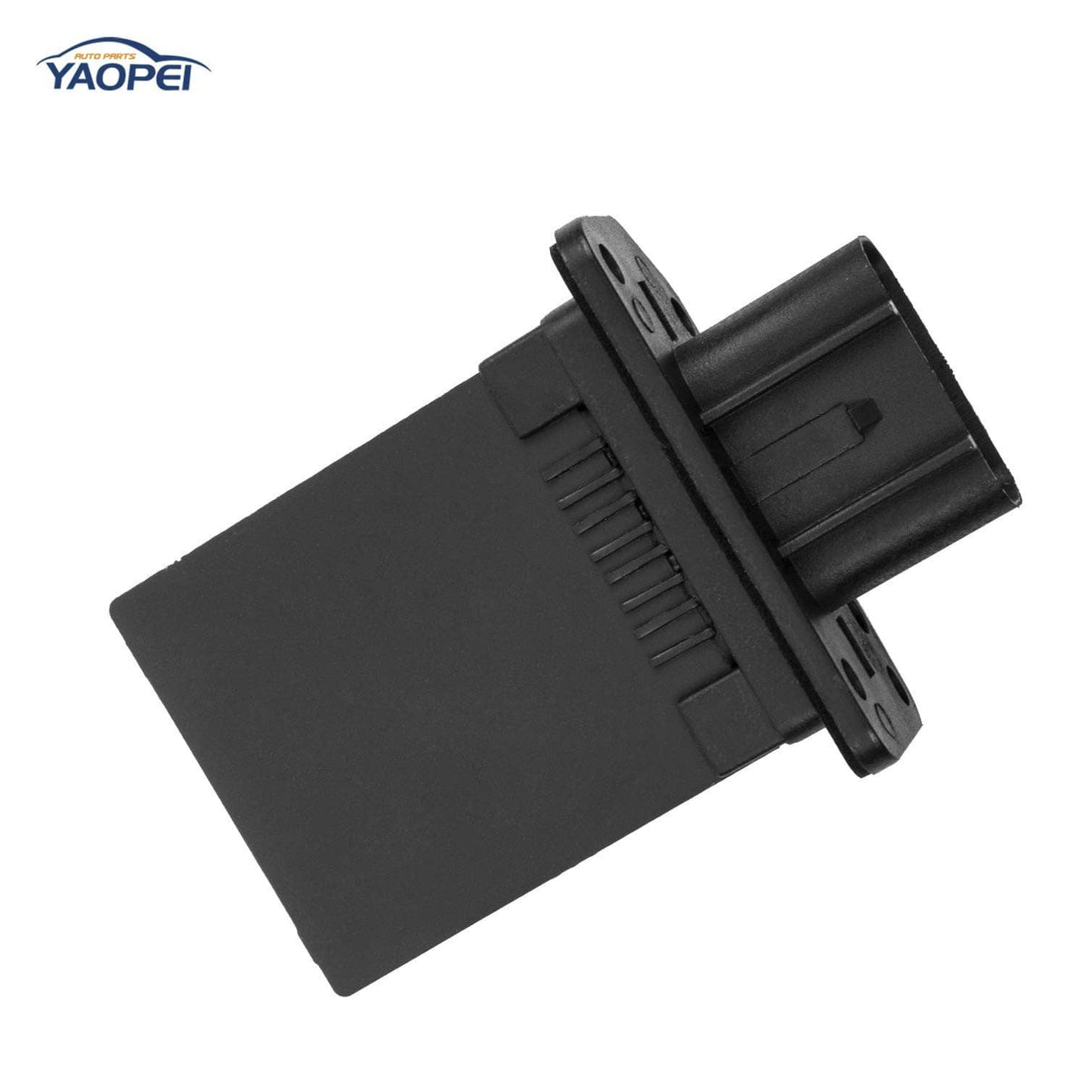HVAC fan blower motor resistor, black housing with connector on the side