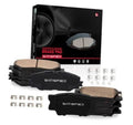 Ceramic brake pad kit with front and rear pads, includes hardware and clips