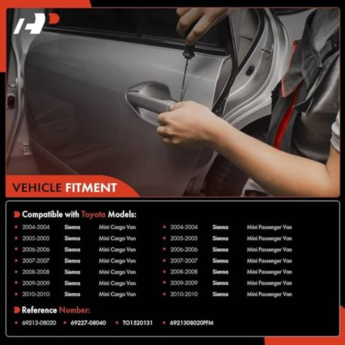 Exterior door handle installed on car door, shown with hand pulling the handle