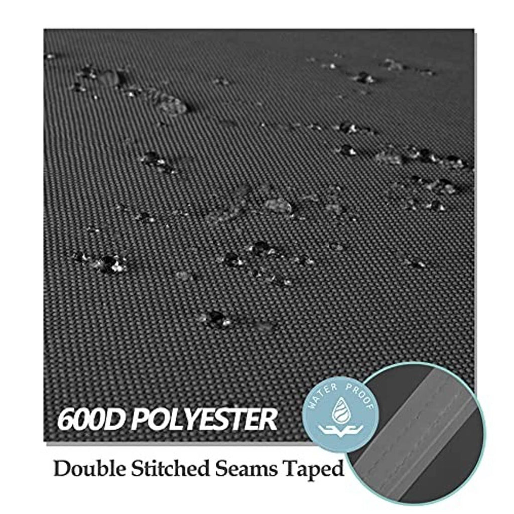 Close-up of dark polyester fabric with taped seams for waterproofing