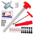 Quick Change tire valve tool kit set: metal tool, red insertion tip, gloves, cores