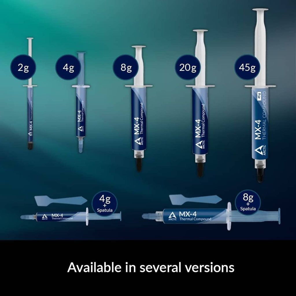 Thermal paste syringes in multiple sizes with blue spatula
