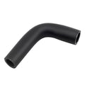 Black molded rubber hose with a curved elbow and open pipe ends