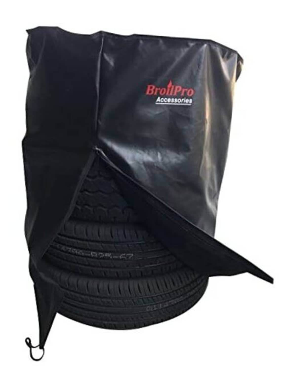 Black waterproof tire cover with BrotiPro Accessories logo and side opening flap