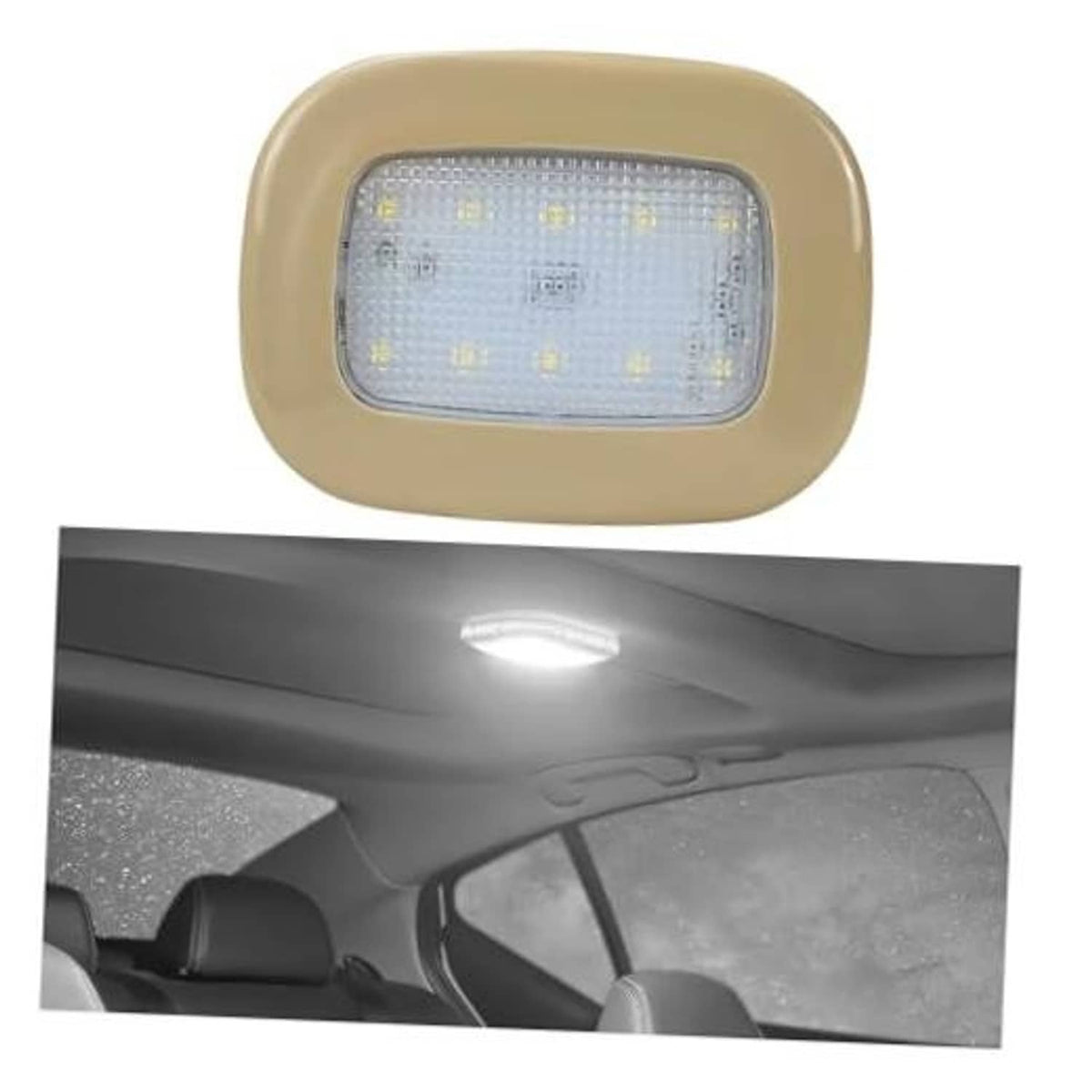 Beige dome LED car ceiling light with bright white glow