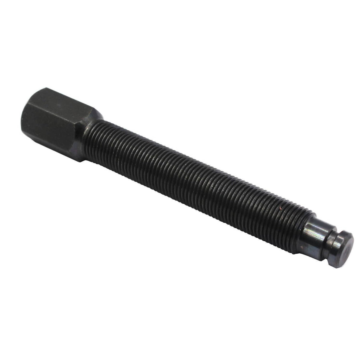 Threaded pull rod with black end cap for bearing race puller tool