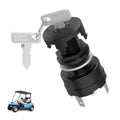 4-pin ignition key switch with two keys, black cylindrical housing and metal terminals