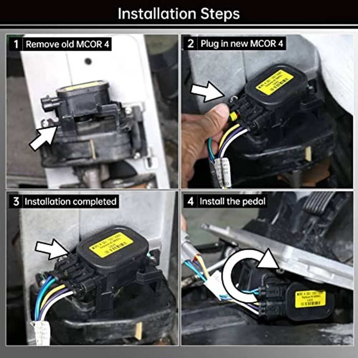 Throttle potentiometer installation steps showing wiring connections