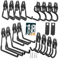 Black U-shaped wall hooks with mounting plates, heavy-duty garage hook set (18 pack)