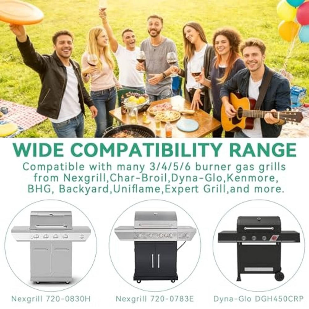 Wide compatibility range graphic for universal gas grill grease tray replacement