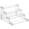 HENABLE clear 4-tier acrylic display riser with staggered shelves and side panels