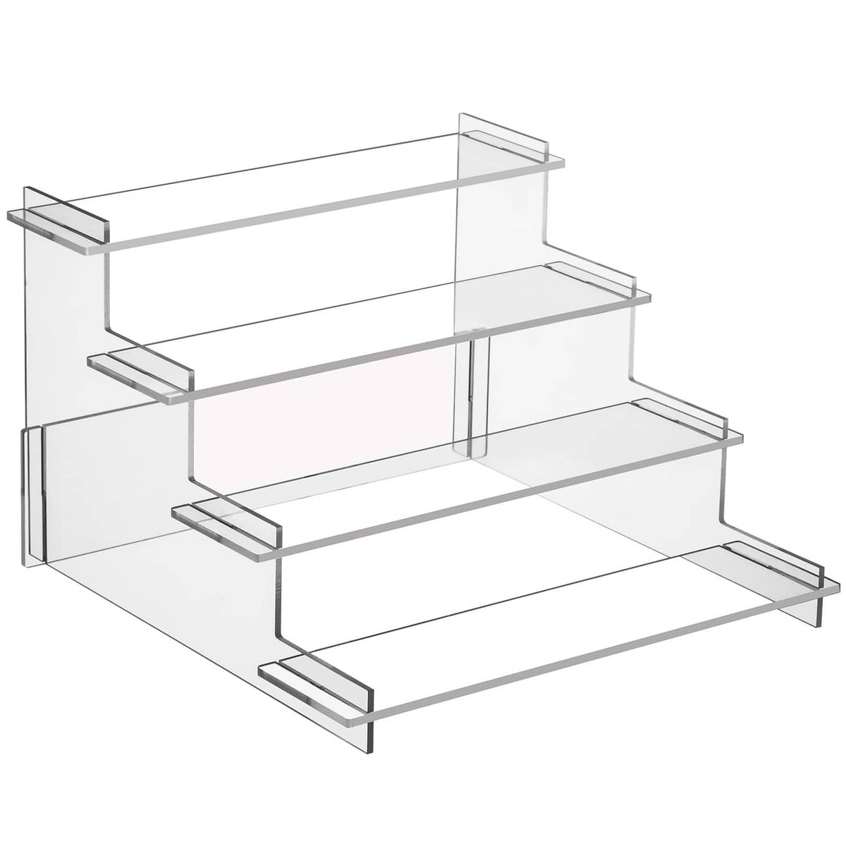 HENABLE clear 4-tier acrylic display riser with staggered shelves and side panels