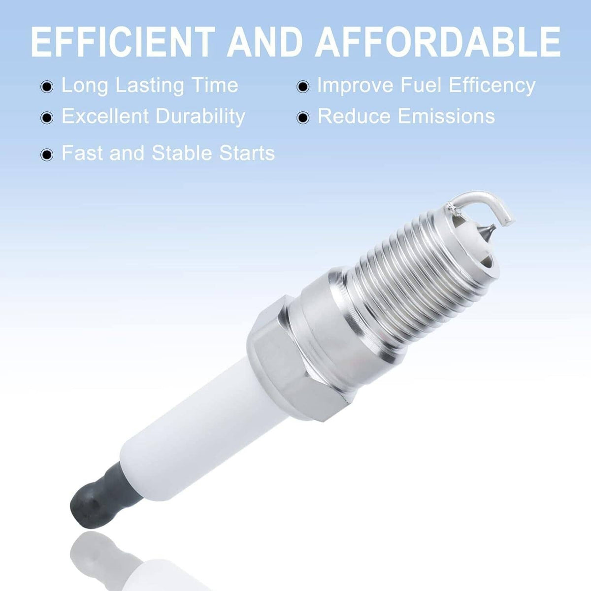 Spark plug with white ceramic insulator and ribbed metal shell