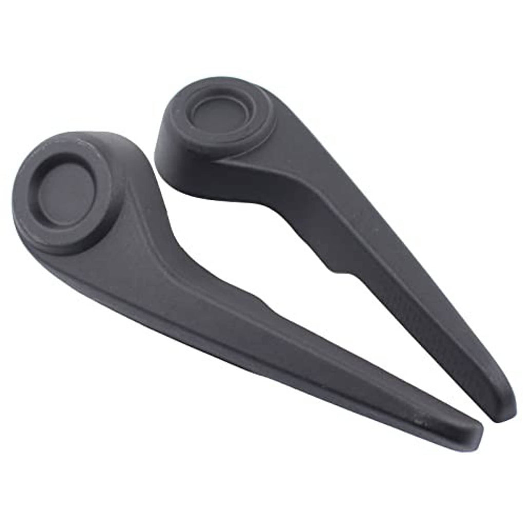 Seat adjustment lever handle pair, dark gray, curved arms with circular end caps