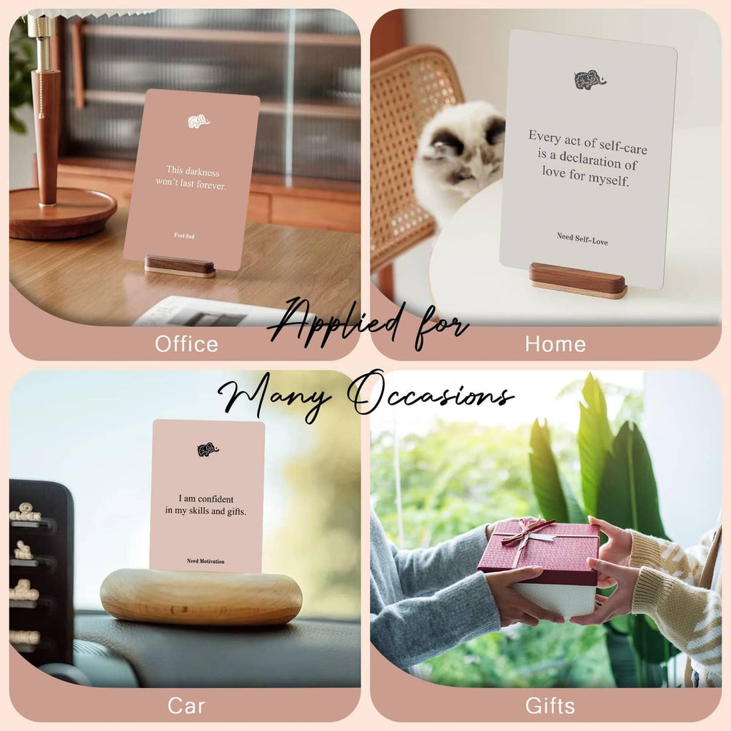Pink affirmation cards for office, home, car, and gifts on display cards