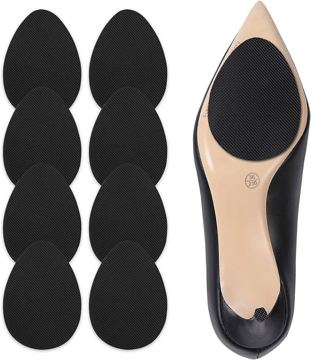 Four-piece black textured heel sole protector set with a shoe bottom