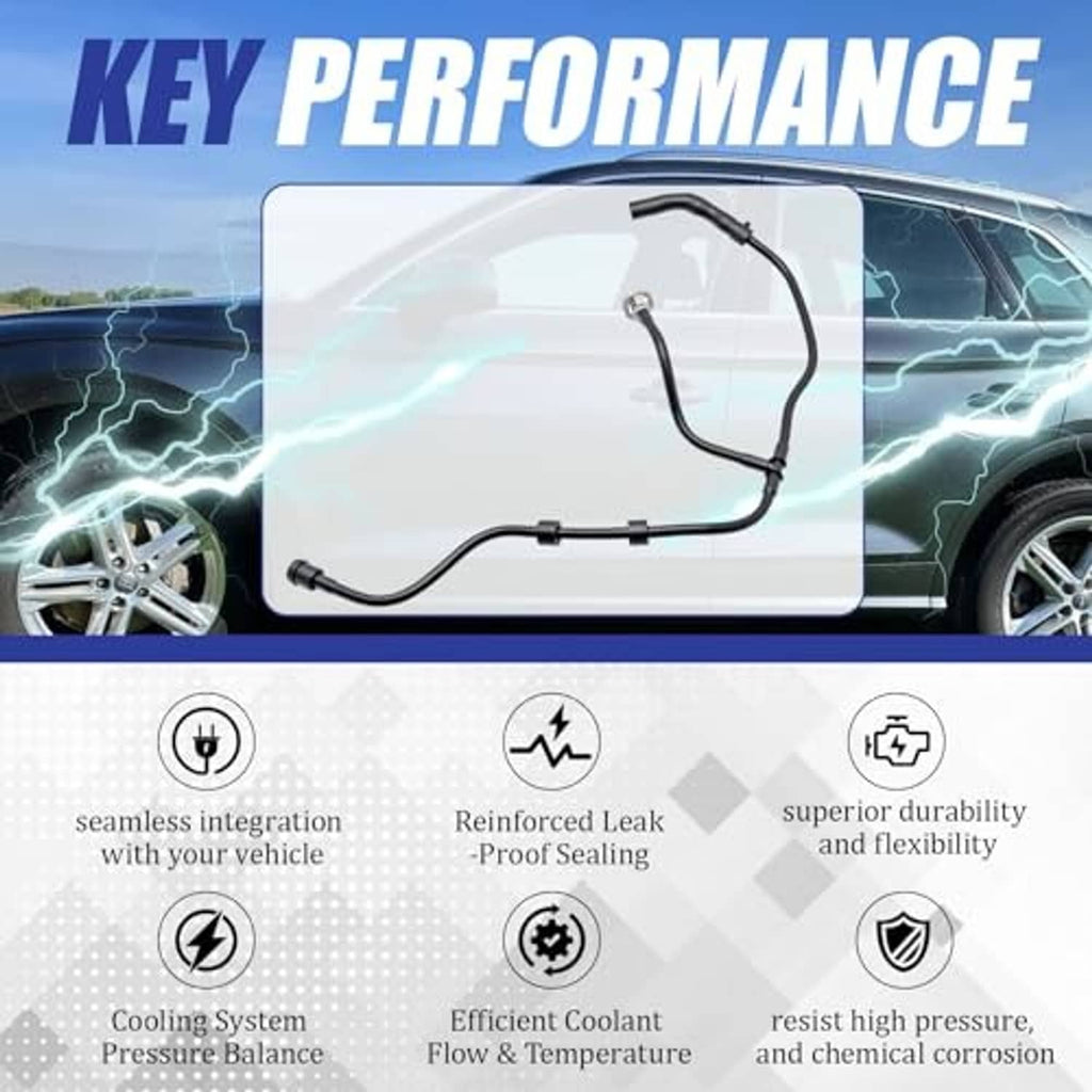 Engine radiator coolant reservoir hose set displayed on a vehicle