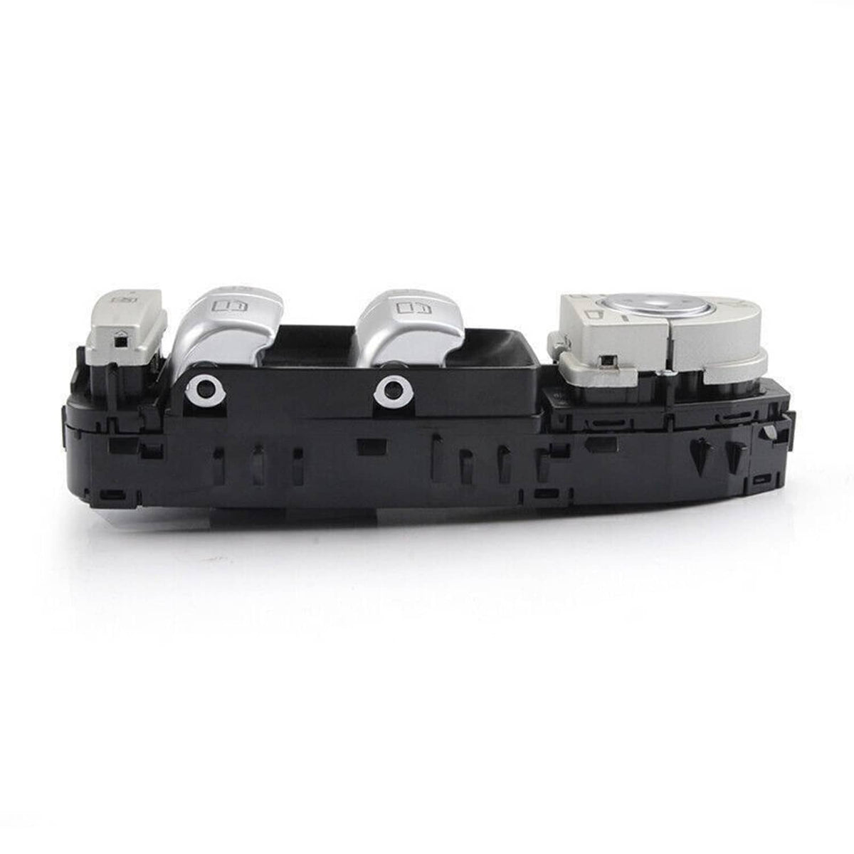 Power window master control switch with black housing and silver control blocks