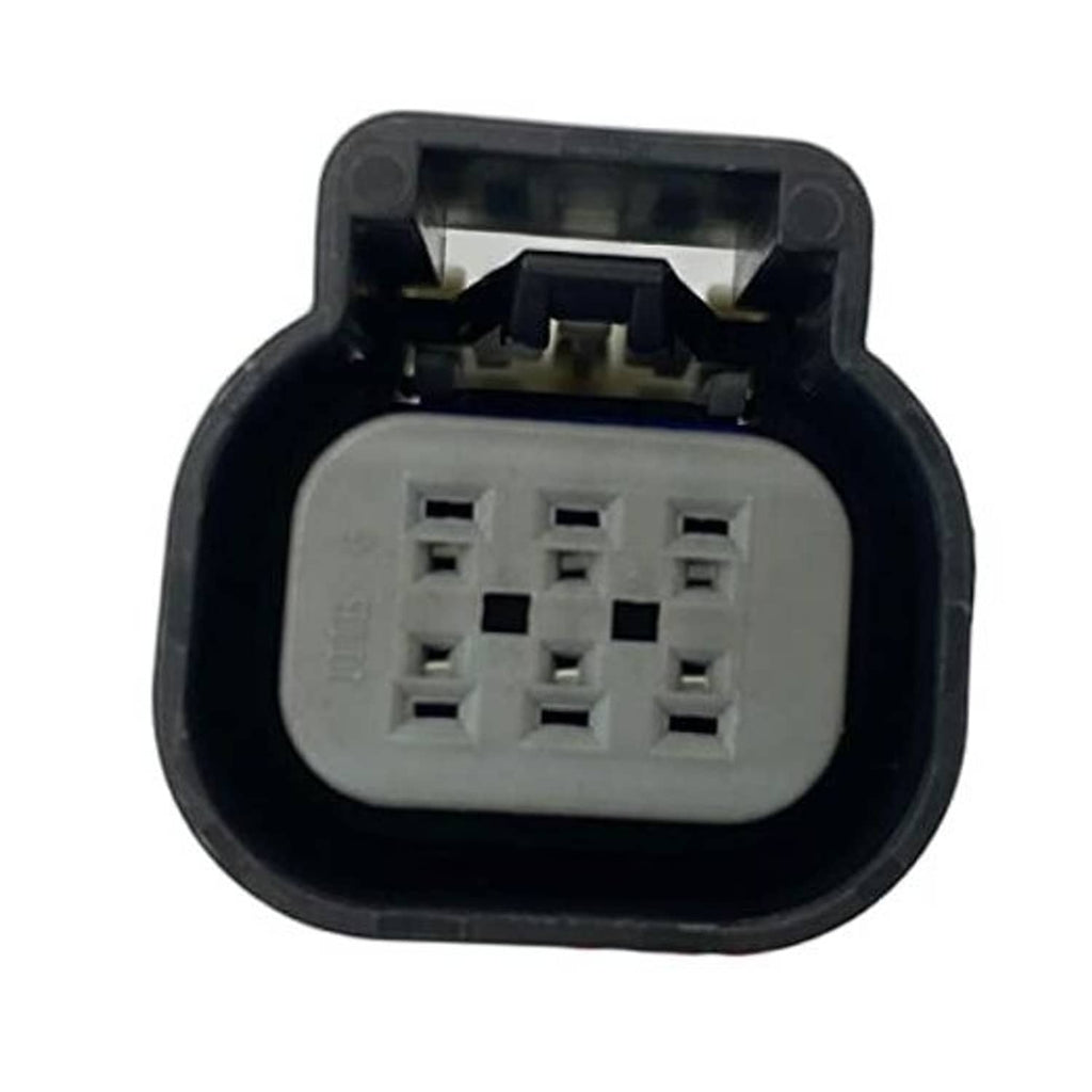 Throttle position sensor wiring connector, black housing with gray multi-pin plug