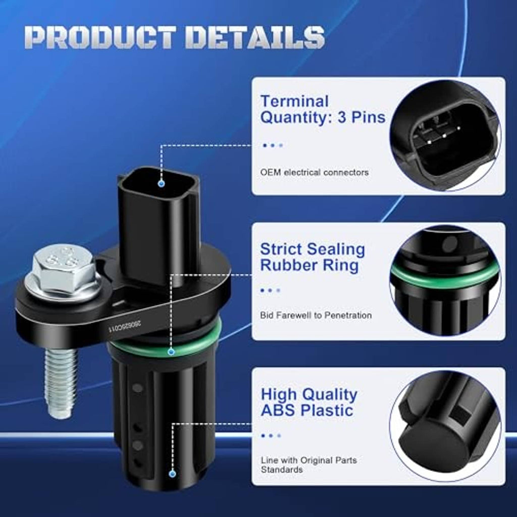 Crankshaft position sensor showing black connector housing and green sealing ring