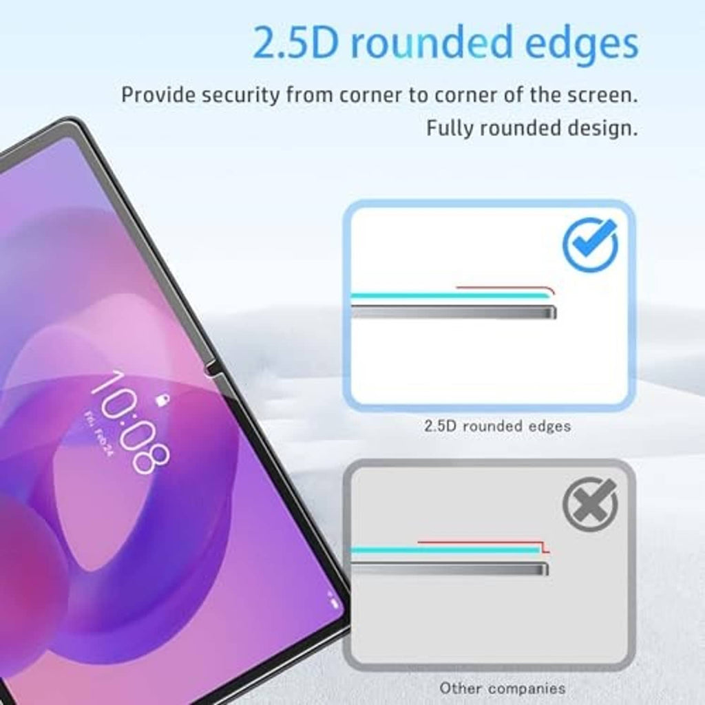Tempered glass screen protector with 2.5D rounded edges for tablet display