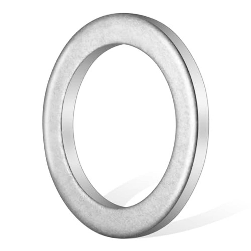 Transmission fluid drain plug crush washer seal, silver aluminum ring with inner bore