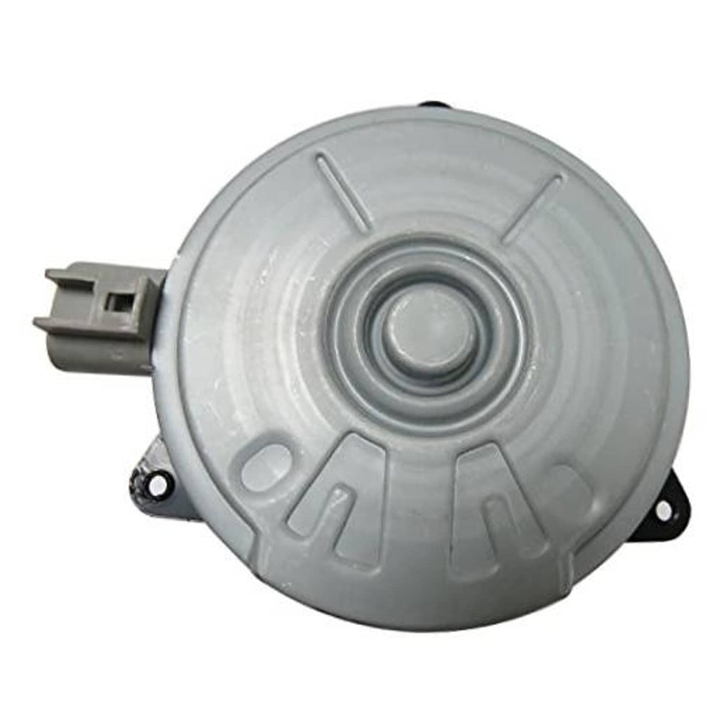 Gray radiator cooling fan motor with circular housing and mounting bracket