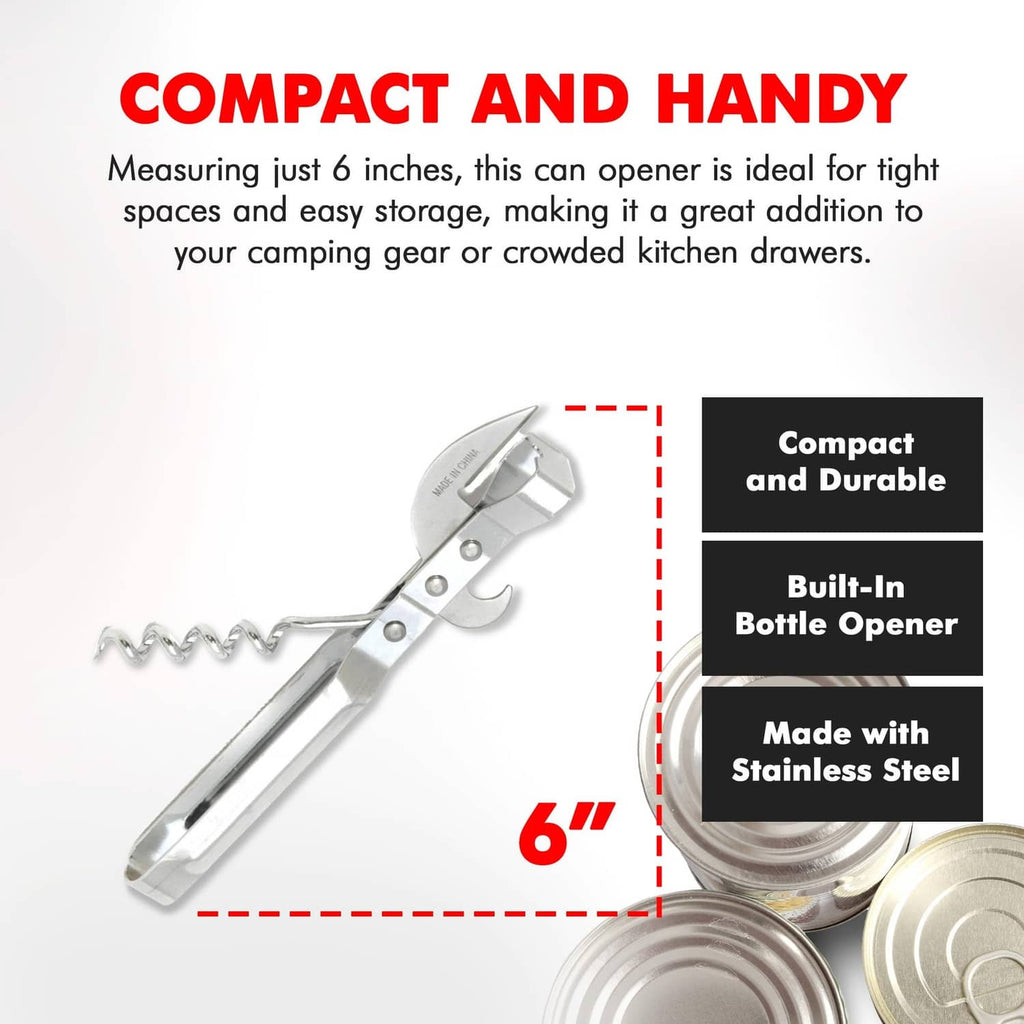 Chef Craft Select compact 3-in-1 stainless steel can opener with built-in bottle opener