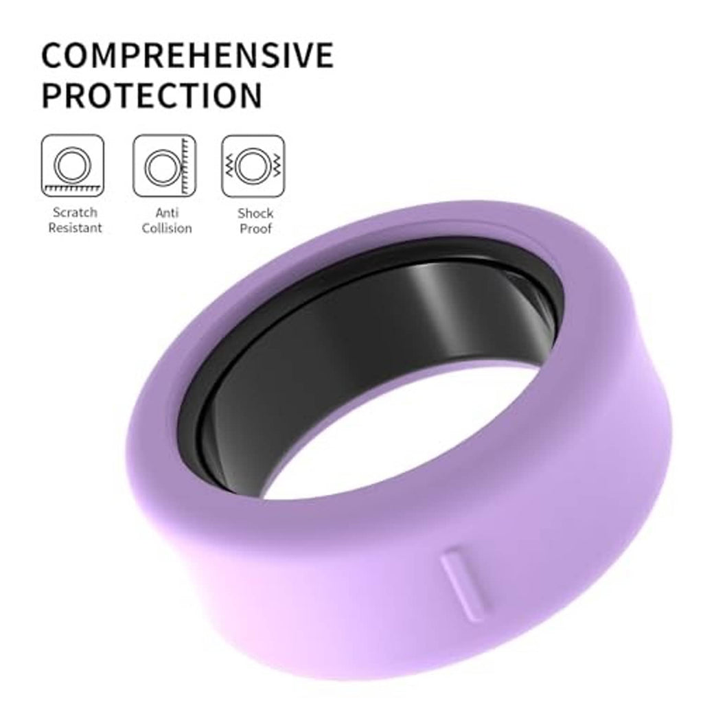 Purple silicone ring cover with glossy inner ring opening and small side tab