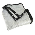 Rolled aluminum shade cloth with black edge and metal grommets, 8x12 ft