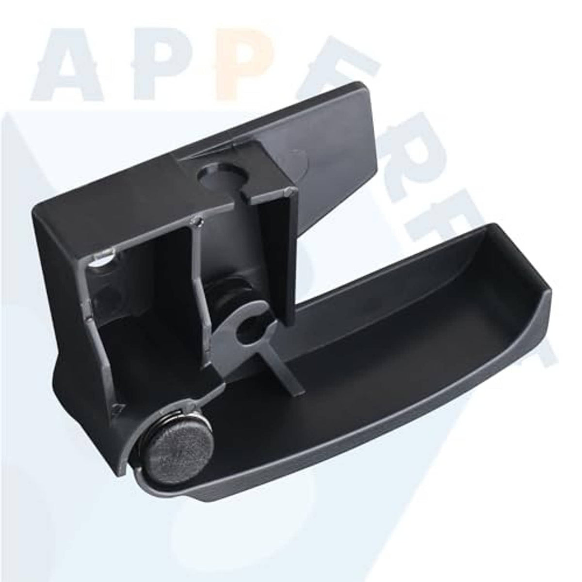 Black hood release handle lever base and locking pin, plastic latch assembly