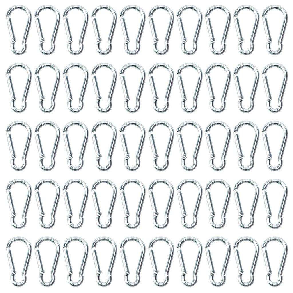 Mini aluminum spring clip carabiners, shiny metal hooks, bulk set of 100